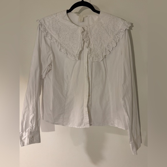 H&M embroidered poplin blouse with Peter Pan collar - Picture 2 of 3